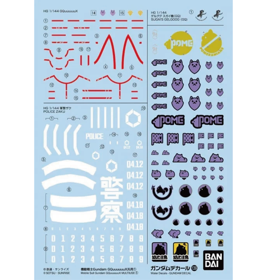 Gundam 1/144 Decal 139 - Gundam GQuuuuuuX Multiuse 1